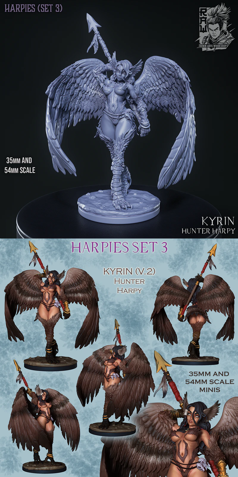 Hunter Harpy Kyrin 3D Printable Miniature STL File STL model for 3D printing