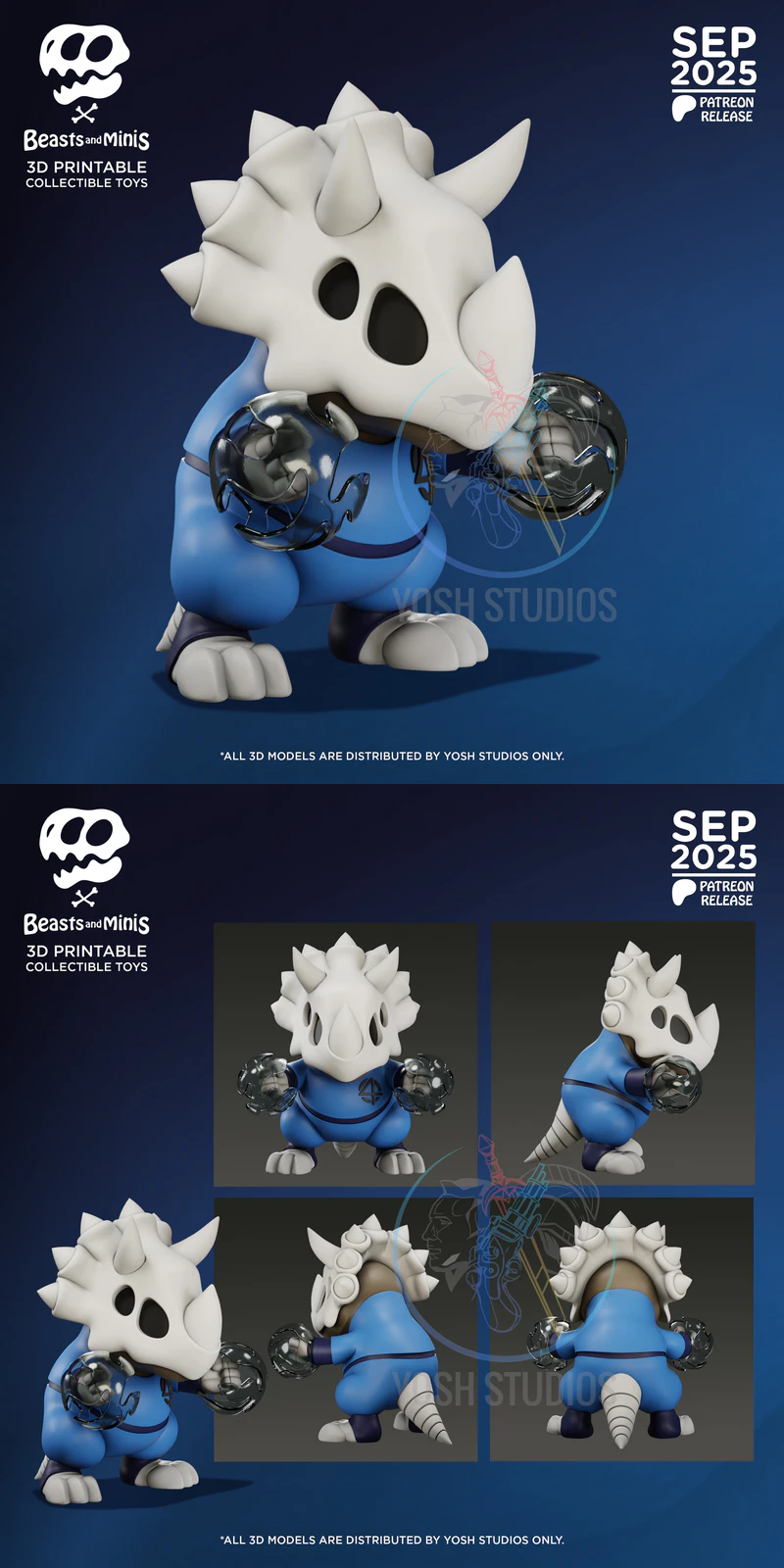 Invisible Woman Triceratops STL Figure STL model for 3D printing