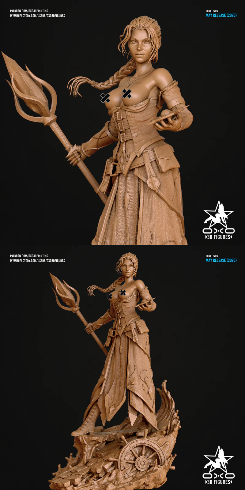 Jaina Proudmoore Miniature Figure Extra STL model for 3D printing
