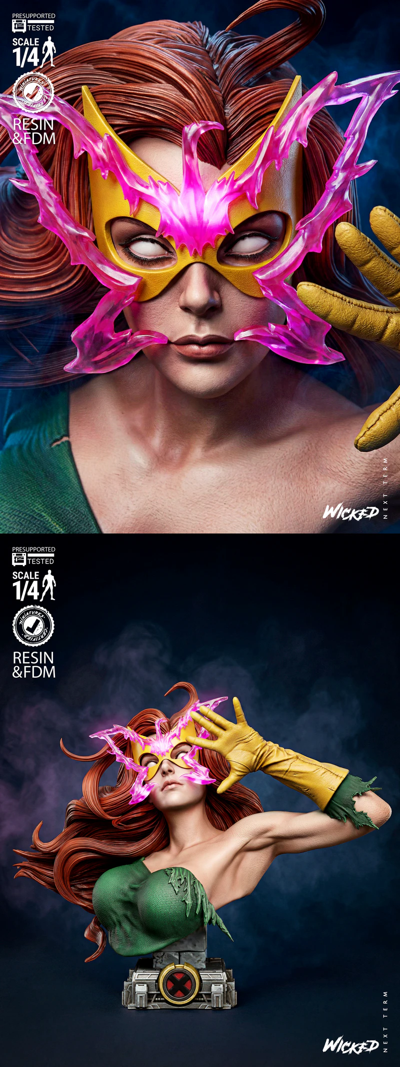 Jean Grey Portrait Bust STL model for 3D printing