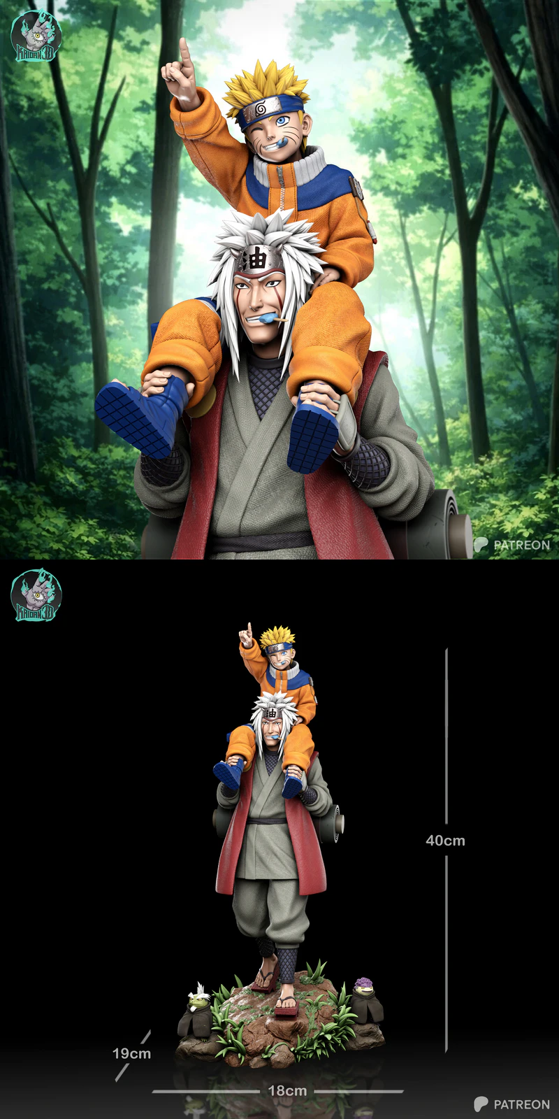 Jiraiya and Naruto 3D Printable Miniature STL File STL model for 3D printing
