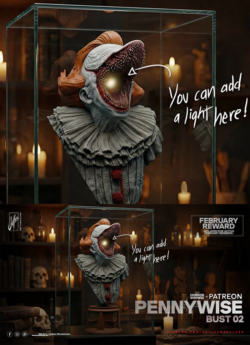 Pennywise Bust STL model for 3D printing