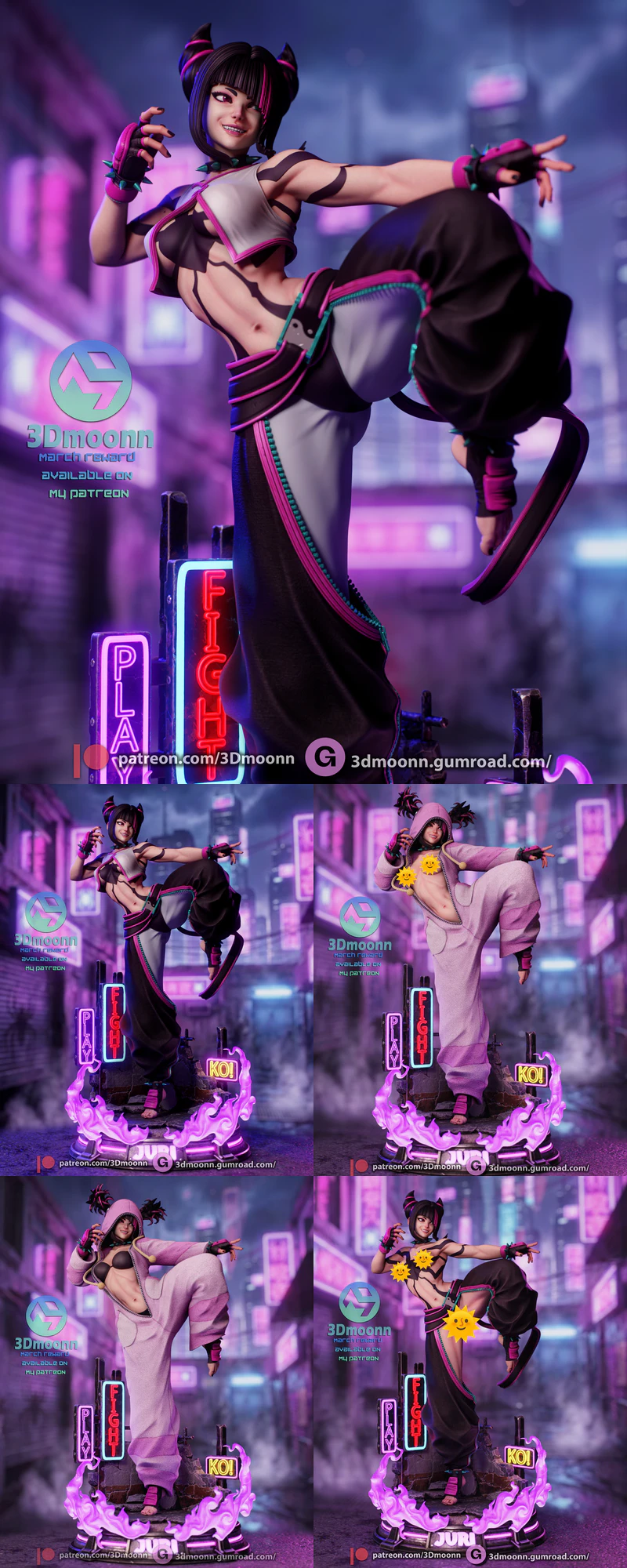 Juri Han Street Fighter 3D Printable Figure STL File STL model for 3D printing
