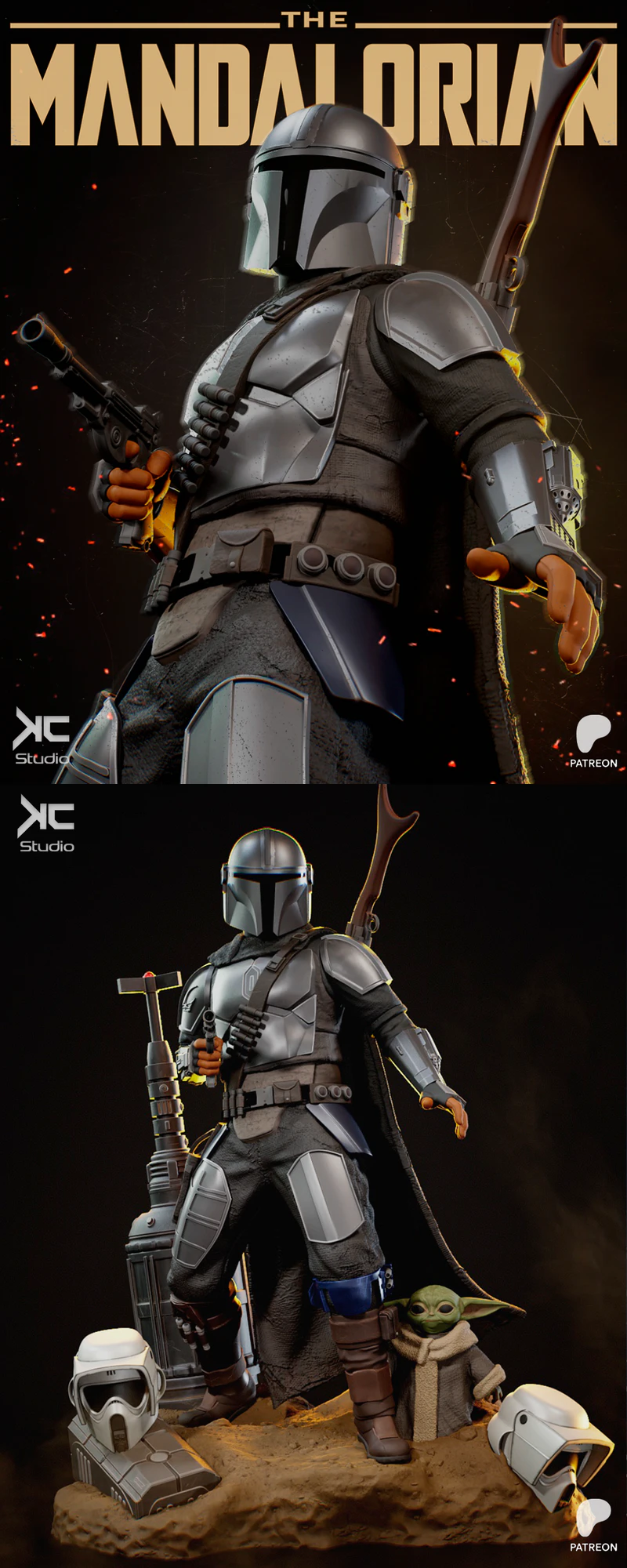 Mandalorian Bounty Hunter 3D Printable STL Figure STL model for 3D printing