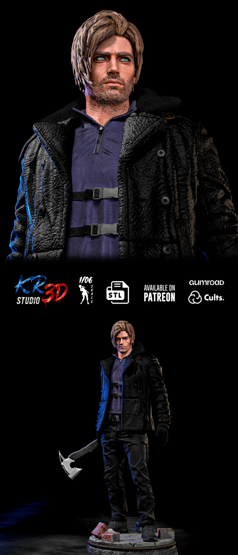 Leon Kennedy – Resident Evil Requiem STL model for 3D printing