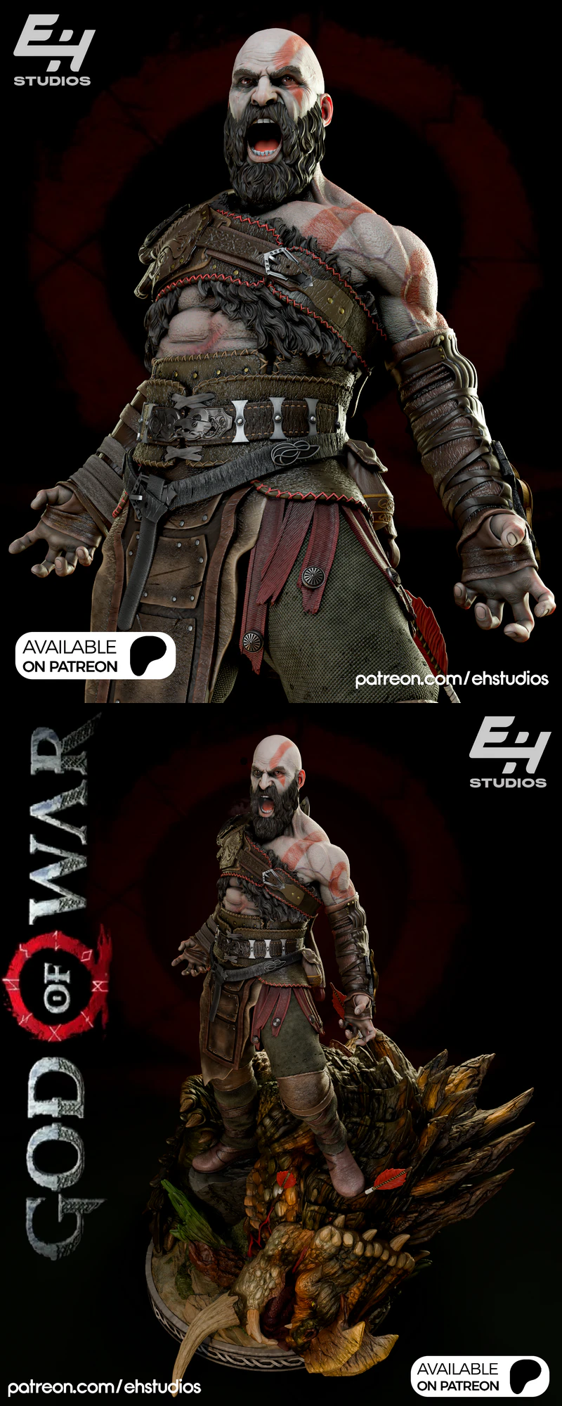 KRATOS GOD OF WAR SUPPORTED STL model for 3D printing