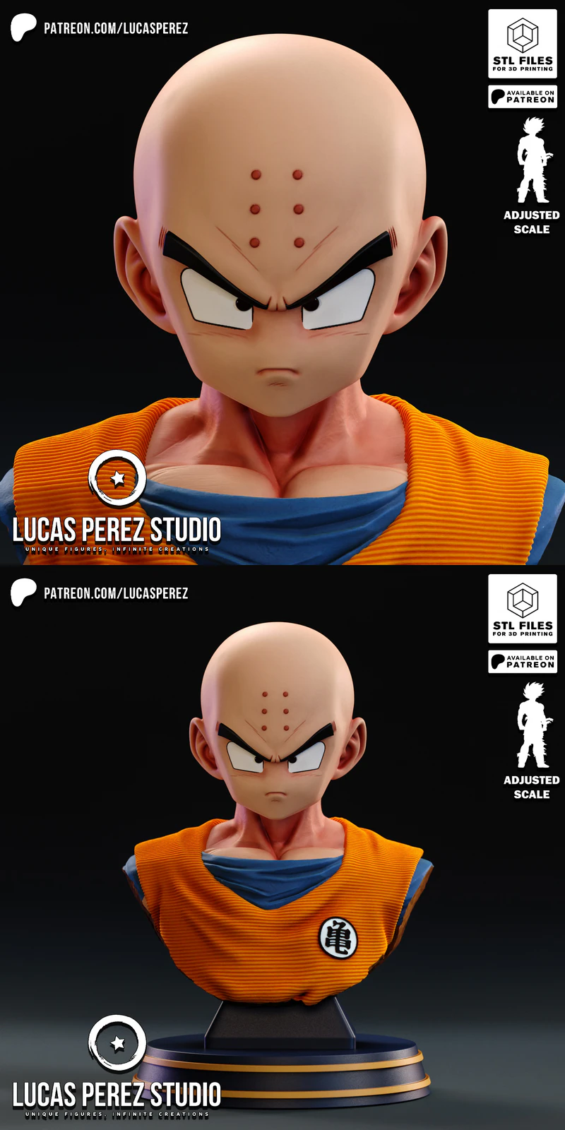 KRILLIN BUST EDITION STL model for 3D printing