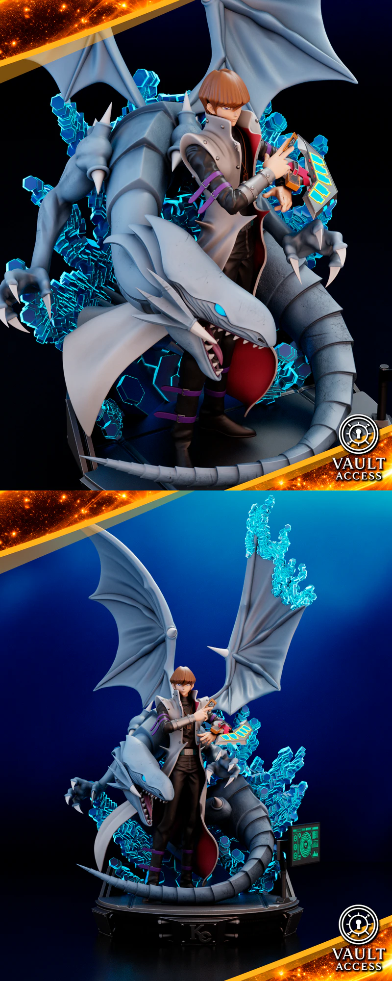 Kaiba and Blue Eyes White Dragon STL model for 3D printing