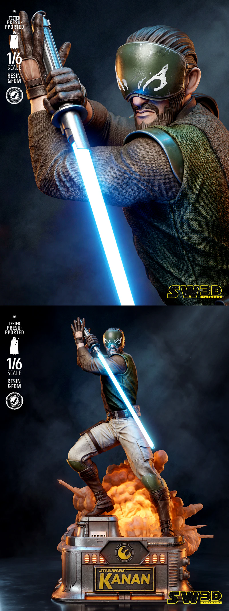 Kanan Jarrus Sculpture STL model for 3D printing