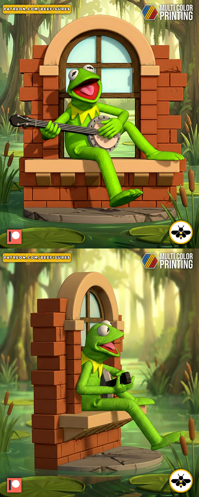 Kermit the Frog 3D Printable STL Model STL model for 3D printing