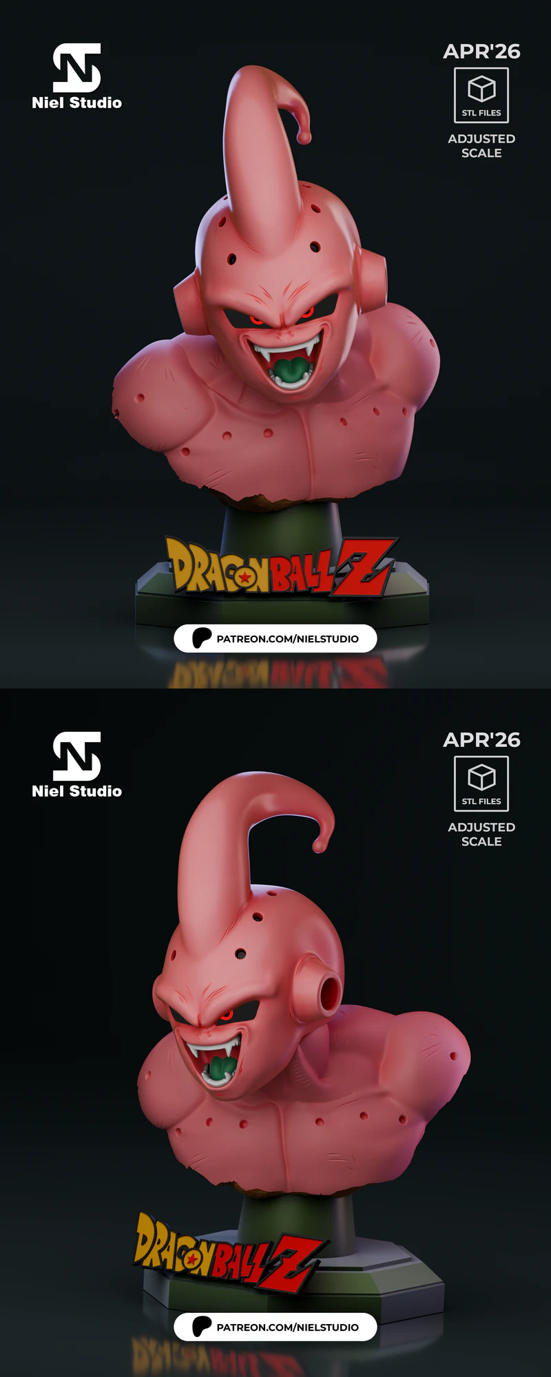 Kid Buu Bust STL model for 3D printing