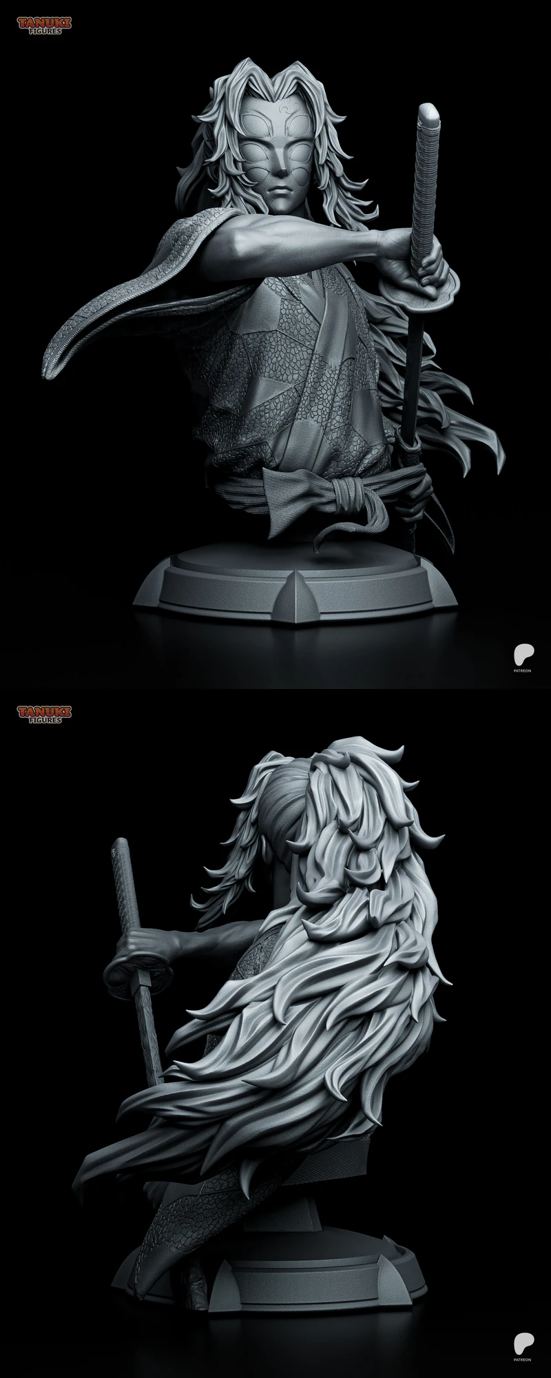 Kokushibo Demon Slayer STL Bust Model STL model for 3D printing