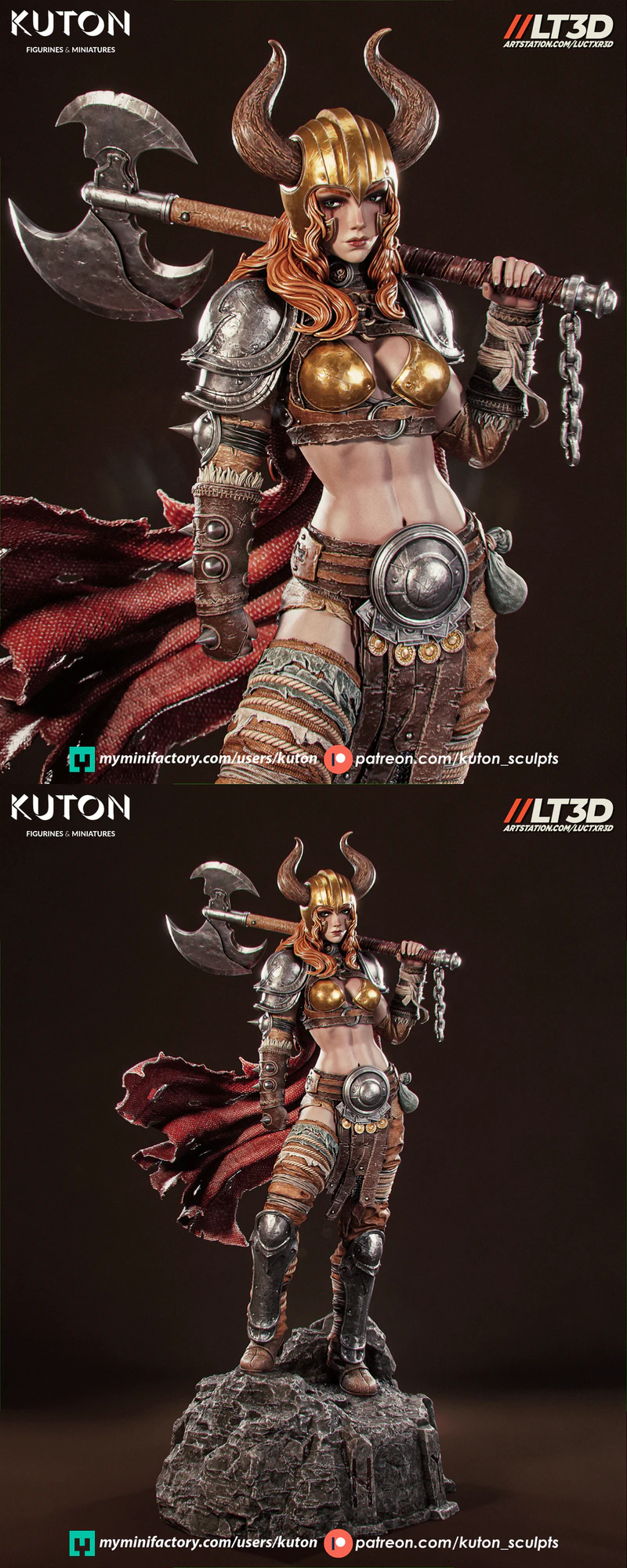 Thyra Female Warrior STL Miniature for 3D Printing STL model for 3D printing