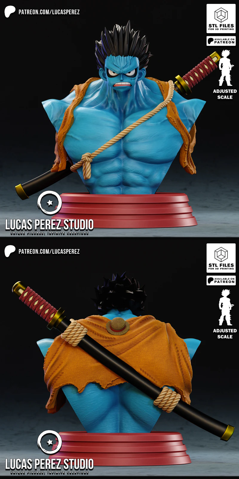Luffy Nightmare Bust STL for 3D Printers STL model for 3D printing