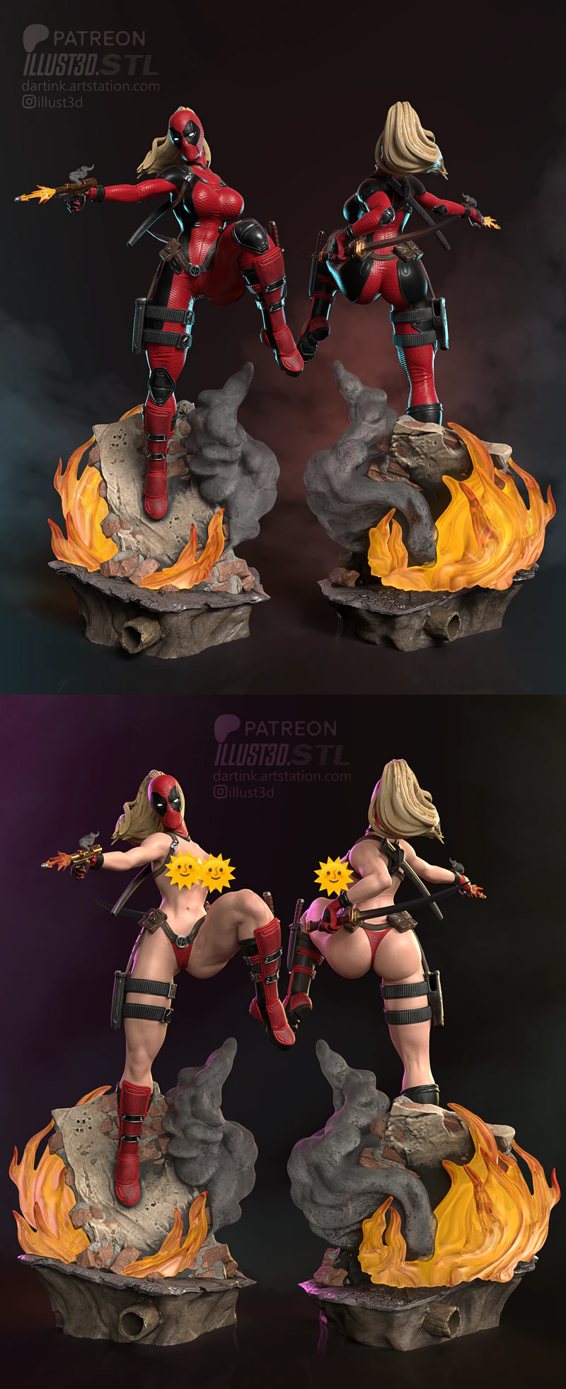 Lady Deadpool 3D Printable Miniature STL File STL model for 3D printing