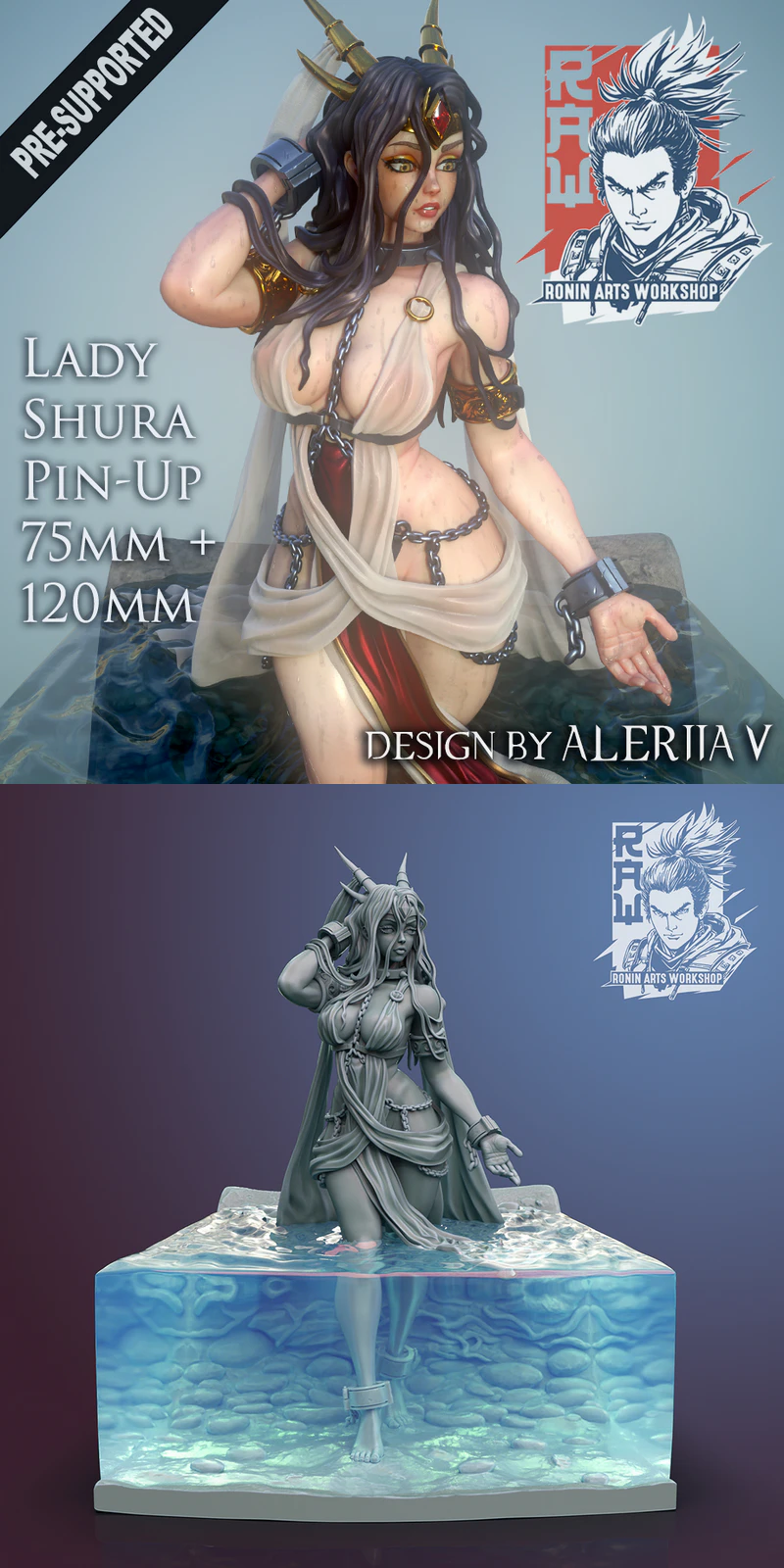Lady Shura Pin Up 3D Printable STL Model for Resin Printing STL model for 3D printing