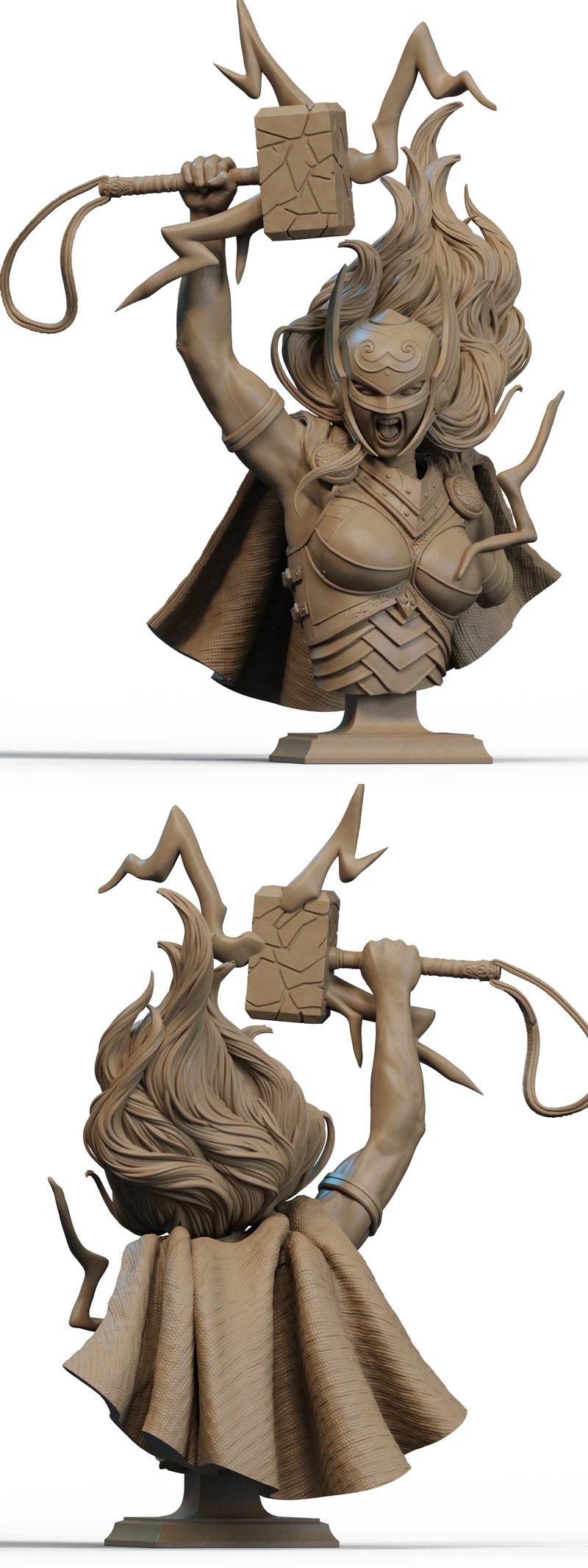 Lady Thunder Deity – Thor 3D Printable Bust STL File STL model for 3D printing