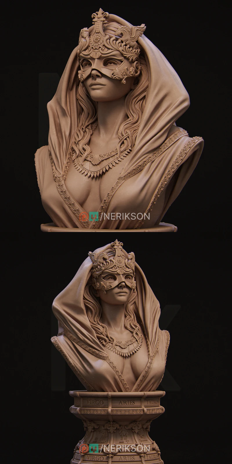 Lakhesis Mythology Bust 3D Printable STL Model STL model for 3D printing