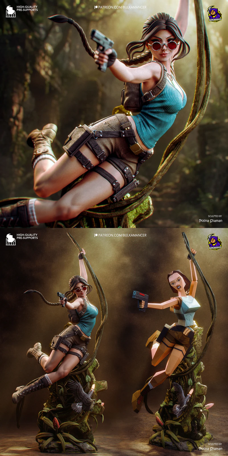 Lara Croft STL File for 3D Printing Miniature STL model for 3D printing