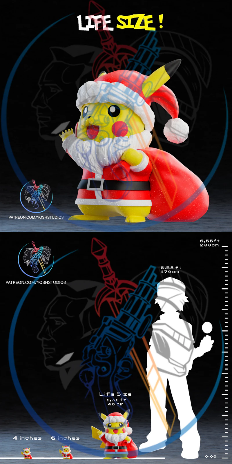 Christmas Pikachu 3D Printable STL Model STL model for 3D printing