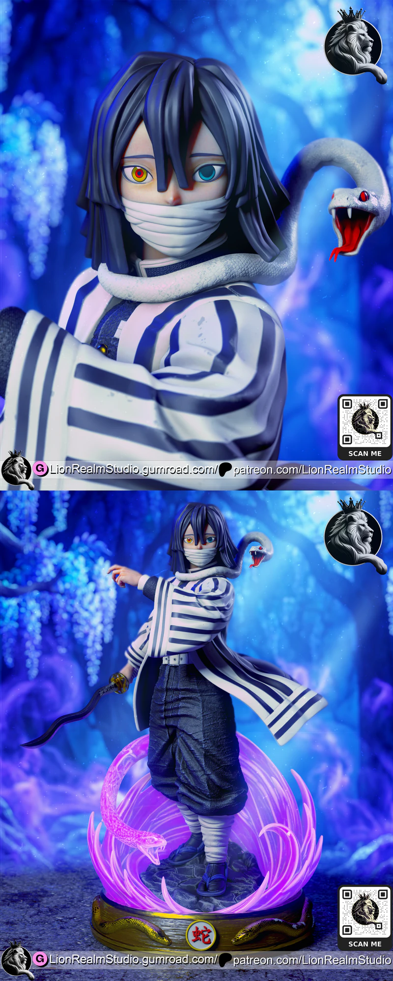 Iguro Obanai from Demon Slayer STL model for 3D printing