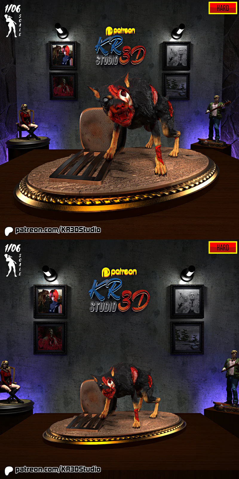 Crouched Cerberus 3D Printable STL Model – Resident Evil Miniature STL model for 3D printing