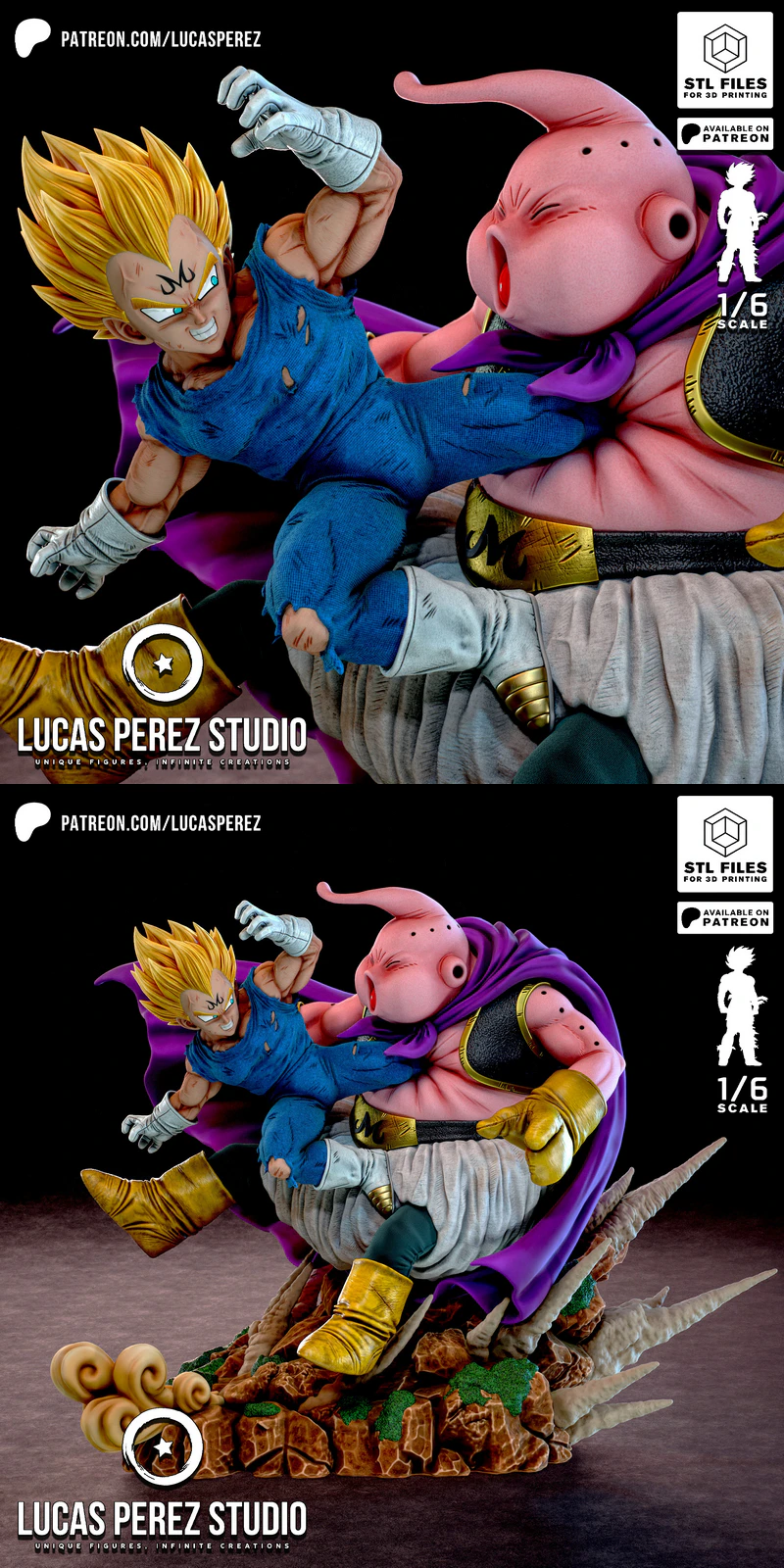 Majin Vegeta vs Buu STL model for 3D printing