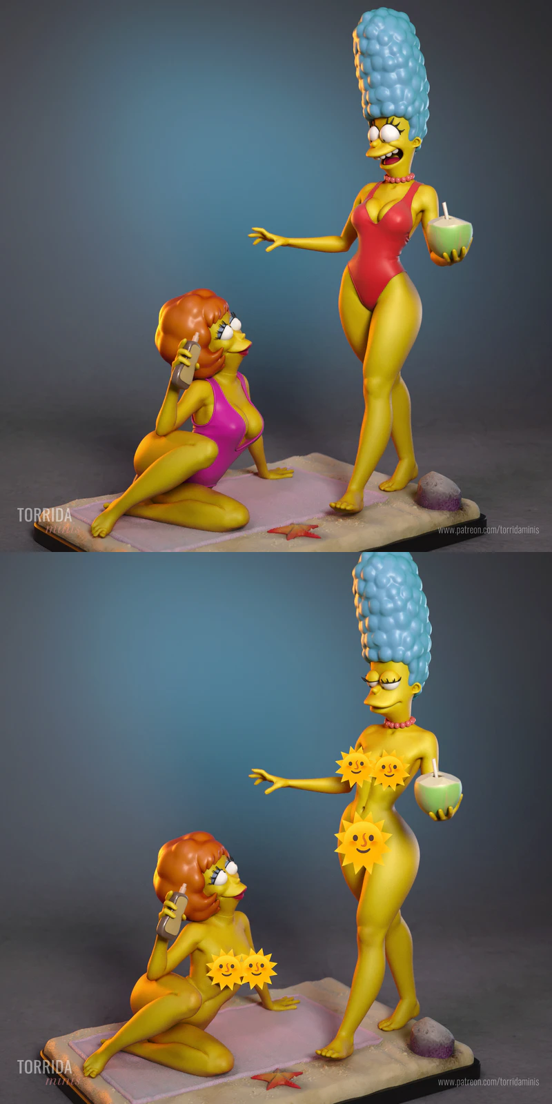 Marge Simpson and Maude Flanders STL model for 3D printing