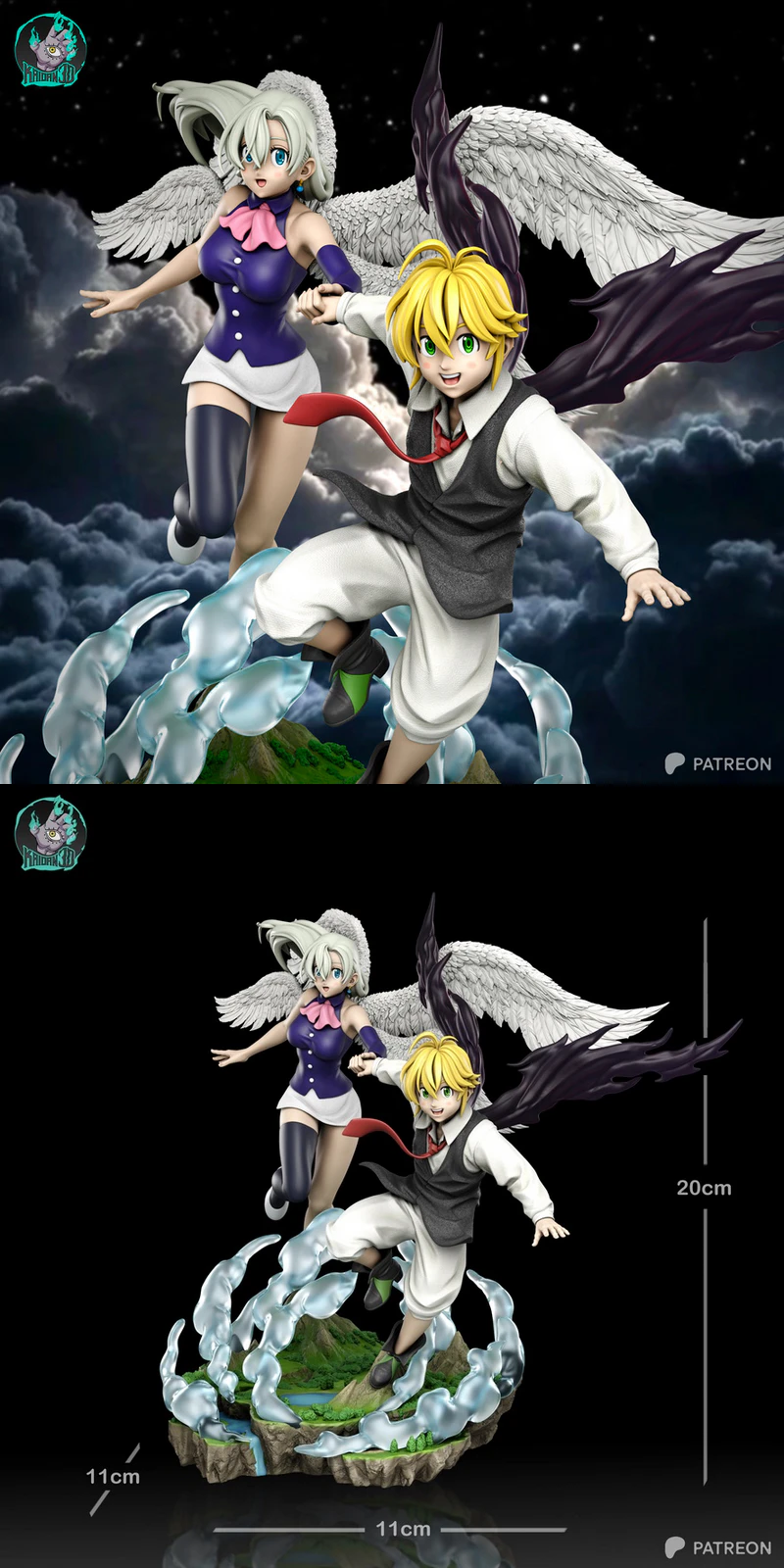 Meliodas and Elizabeth STL for 3D Printer STL model for 3D printing