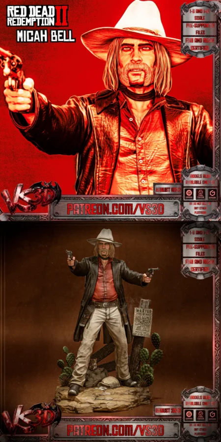 Micah Bell – Red Dead Redemption 2 STL model for 3D printing