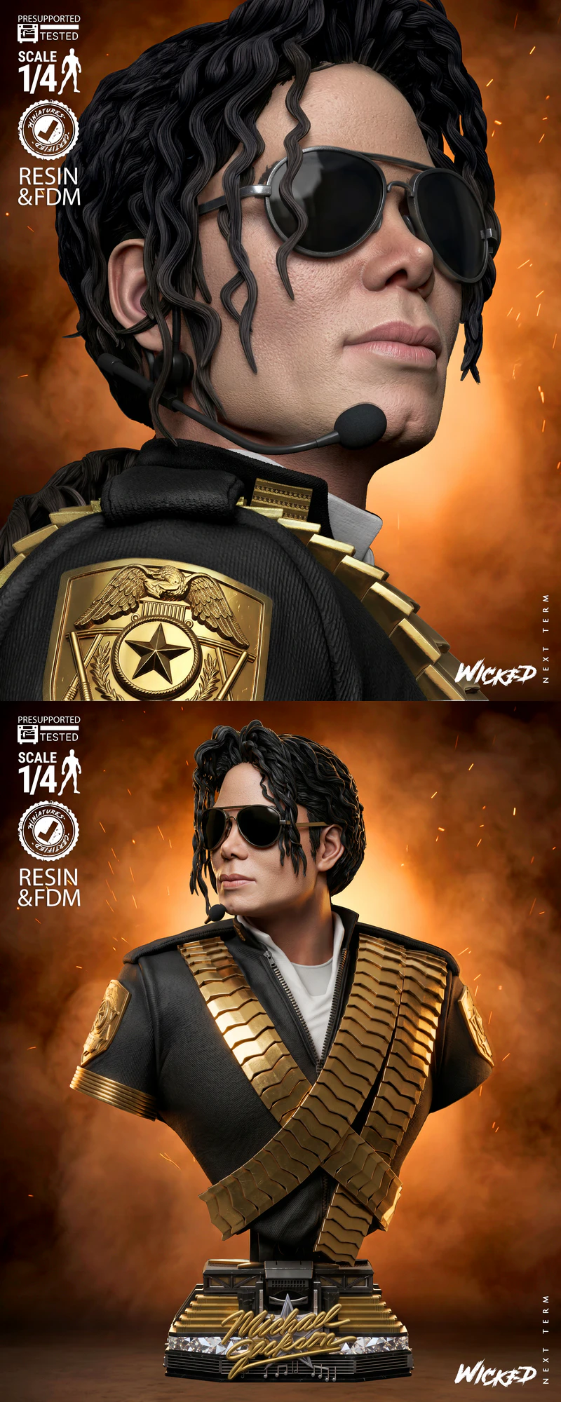 Michael Jackson Portrait Bust STL model for 3D printing