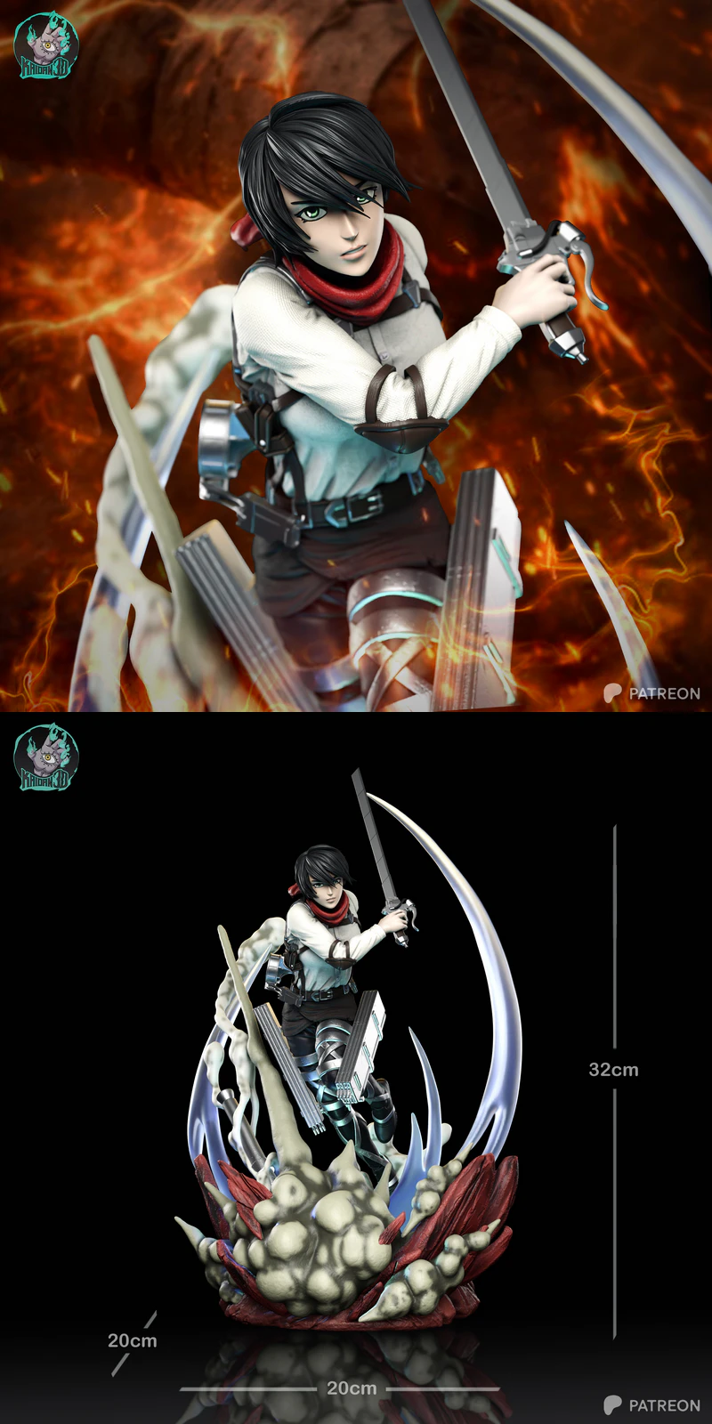 Mikasa Ackerman 3D Printable Figure STL File STL model for 3D printing