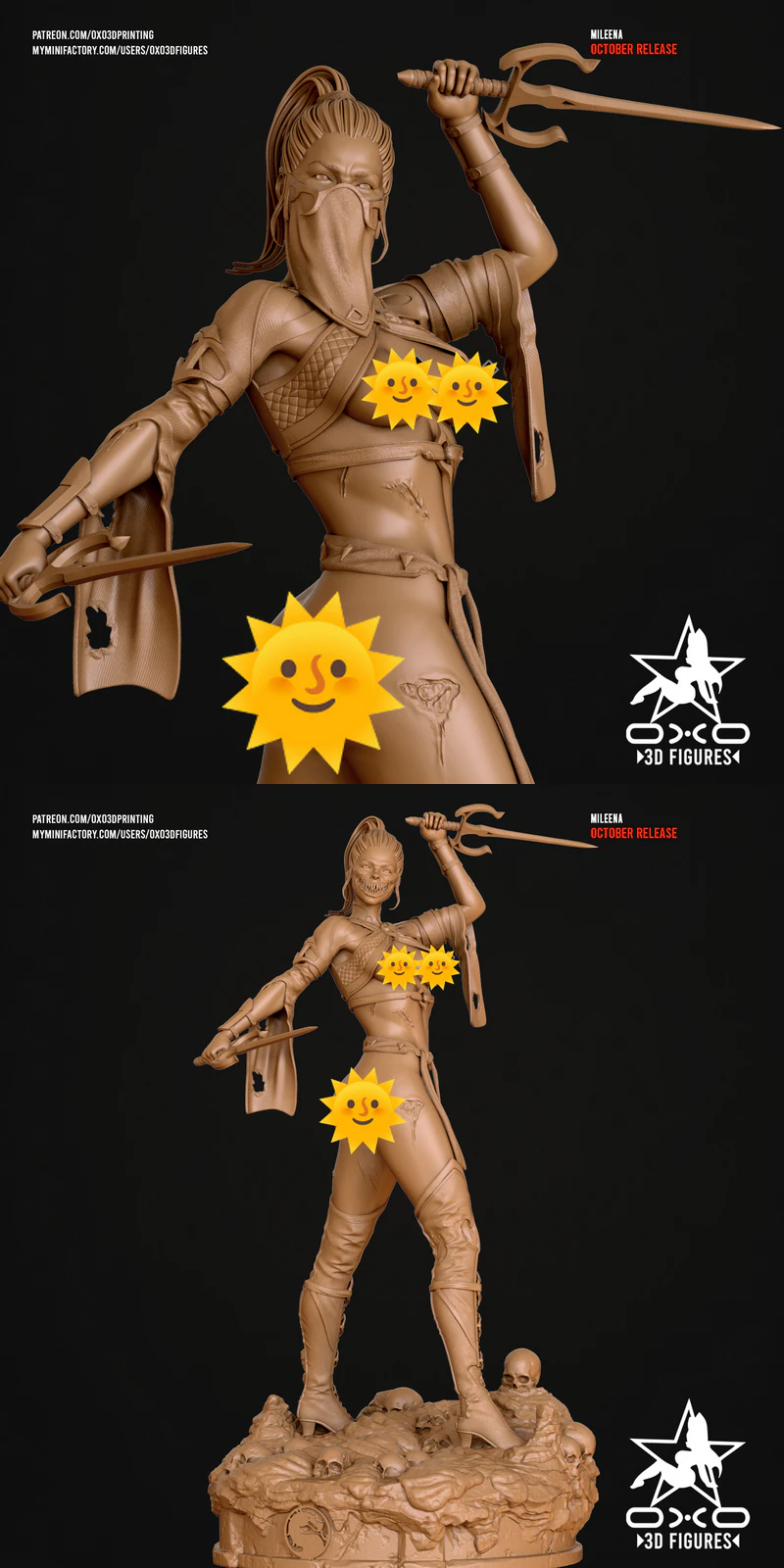 Mileena Tabletop Miniature Figure Extra STL model for 3D printing