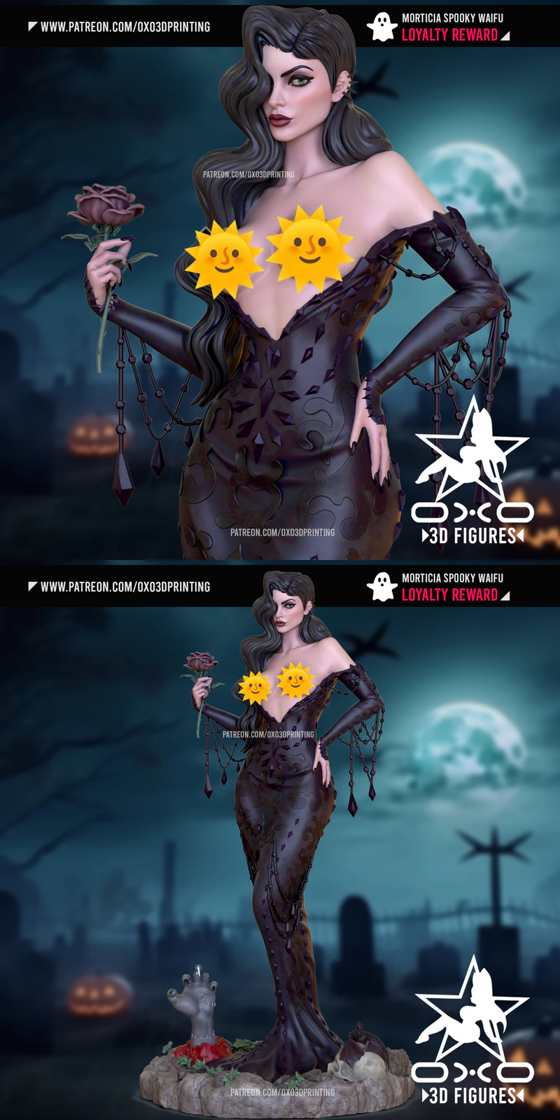 Morticia Spooky Waifu Miniature Figure Extra STL File for 3D Printing STL model for 3D printing