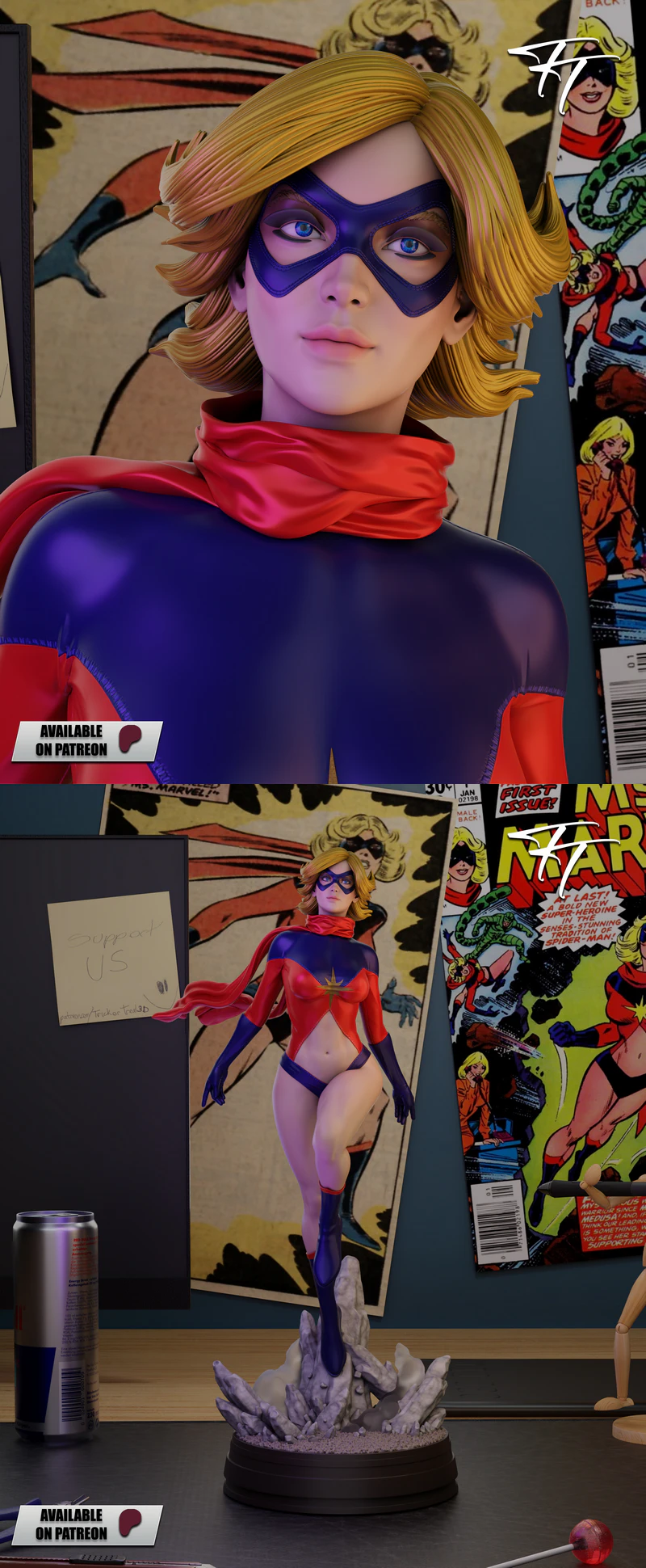 Ms Marvel Classic 1977 STL File for 3D Printing – Collectible Figure STL model for 3D printing