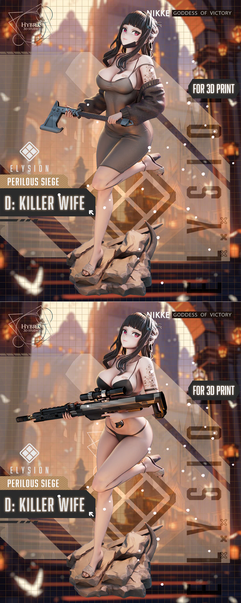 Nikke Goddess of Victory – D Killer Wife 3D Printable STL Figure STL model for 3D printing