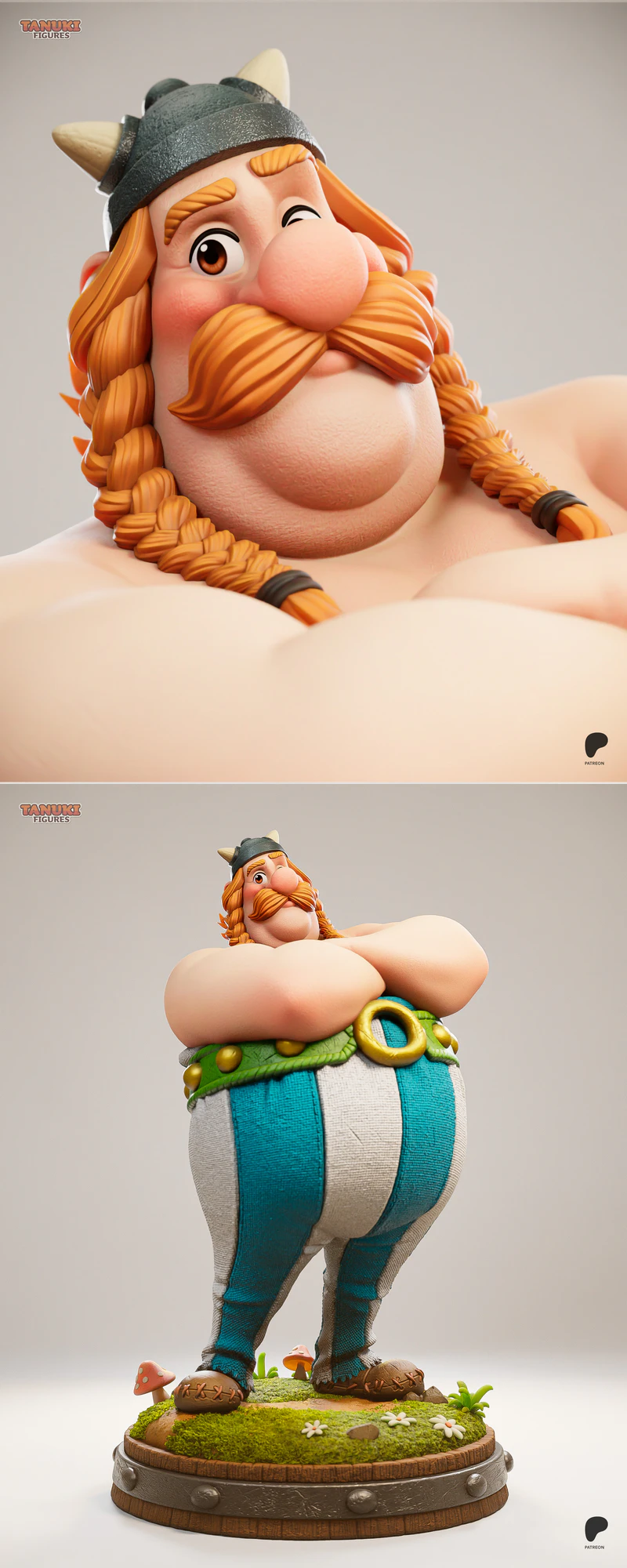 Obelix Cartoon Character 3D Printable STL File STL model for 3D printing