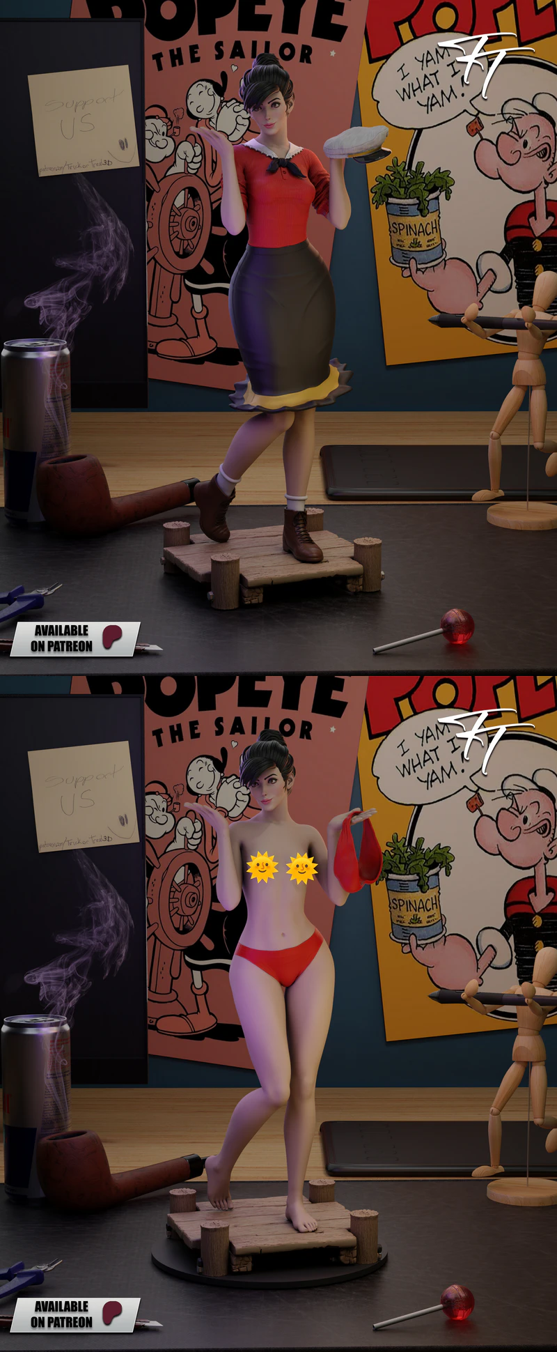 Olive Oyl Female Character STL for 3D Printing STL model for 3D printing