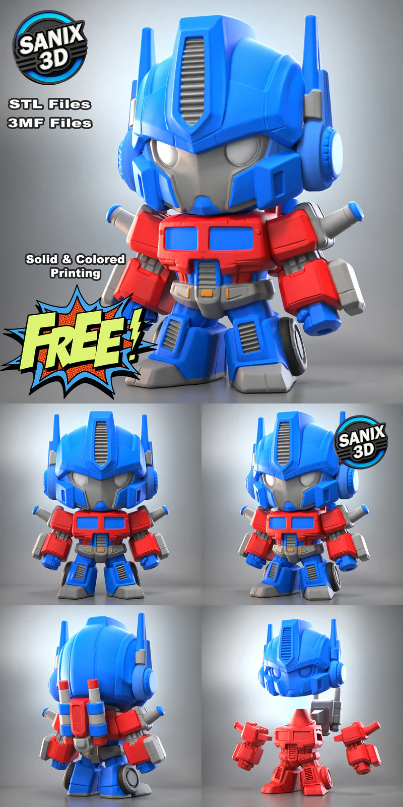 OptiBot – Chibi Optimus Prime STL model for 3D printing