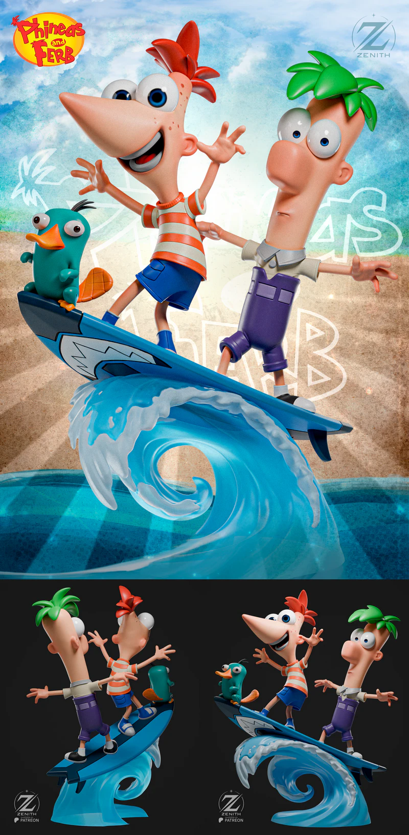 Phineas and Ferb Cartoon Characters 3D Printable STL Model STL model for 3D printing