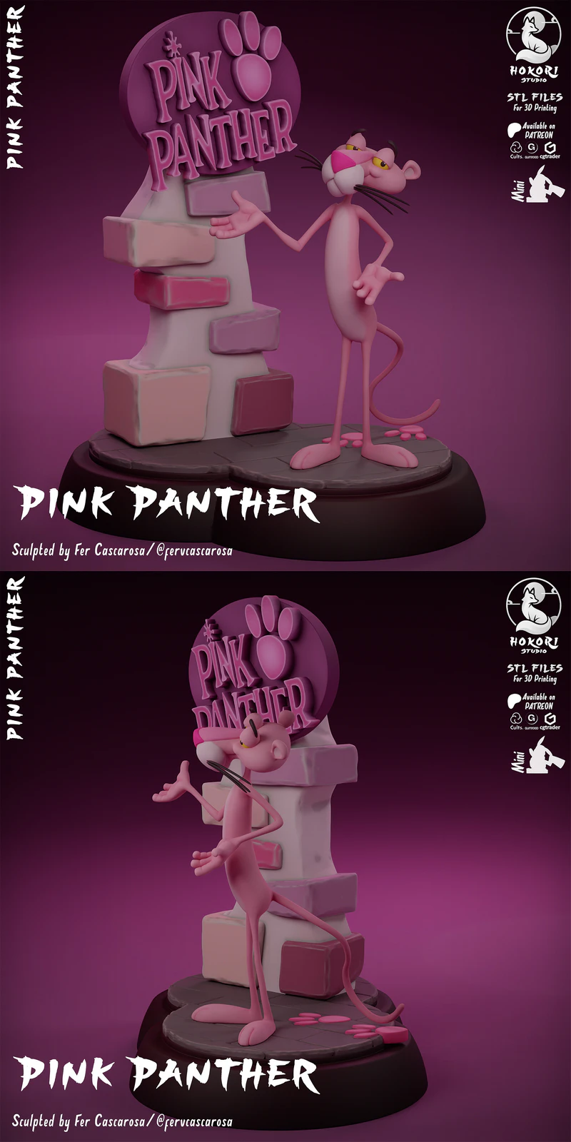 Pink Panther STL model for 3D printing