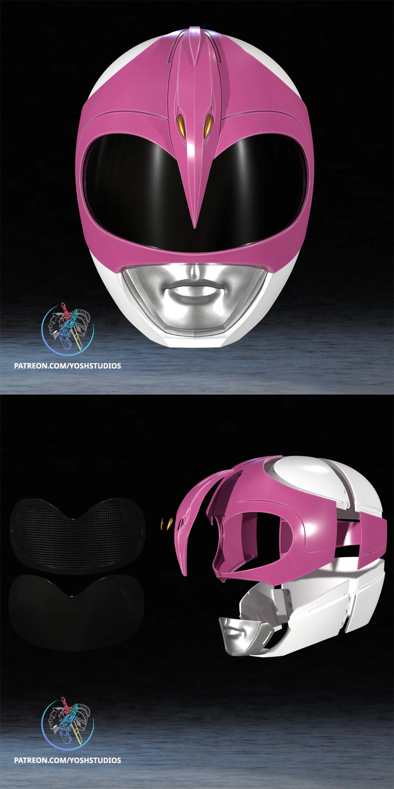 Pink Ranger Helmet 3D Printable STL Model STL model for 3D printing