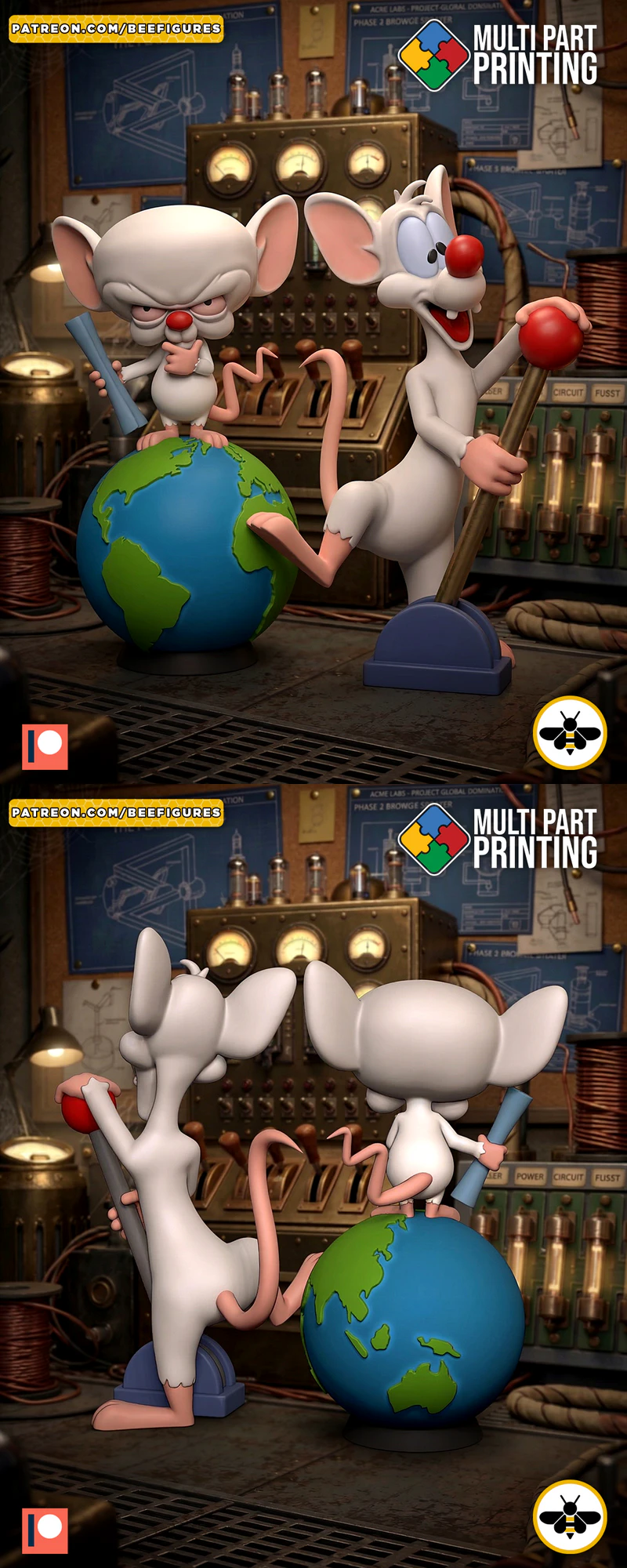 Pinky and The Brain STL model for 3D printing