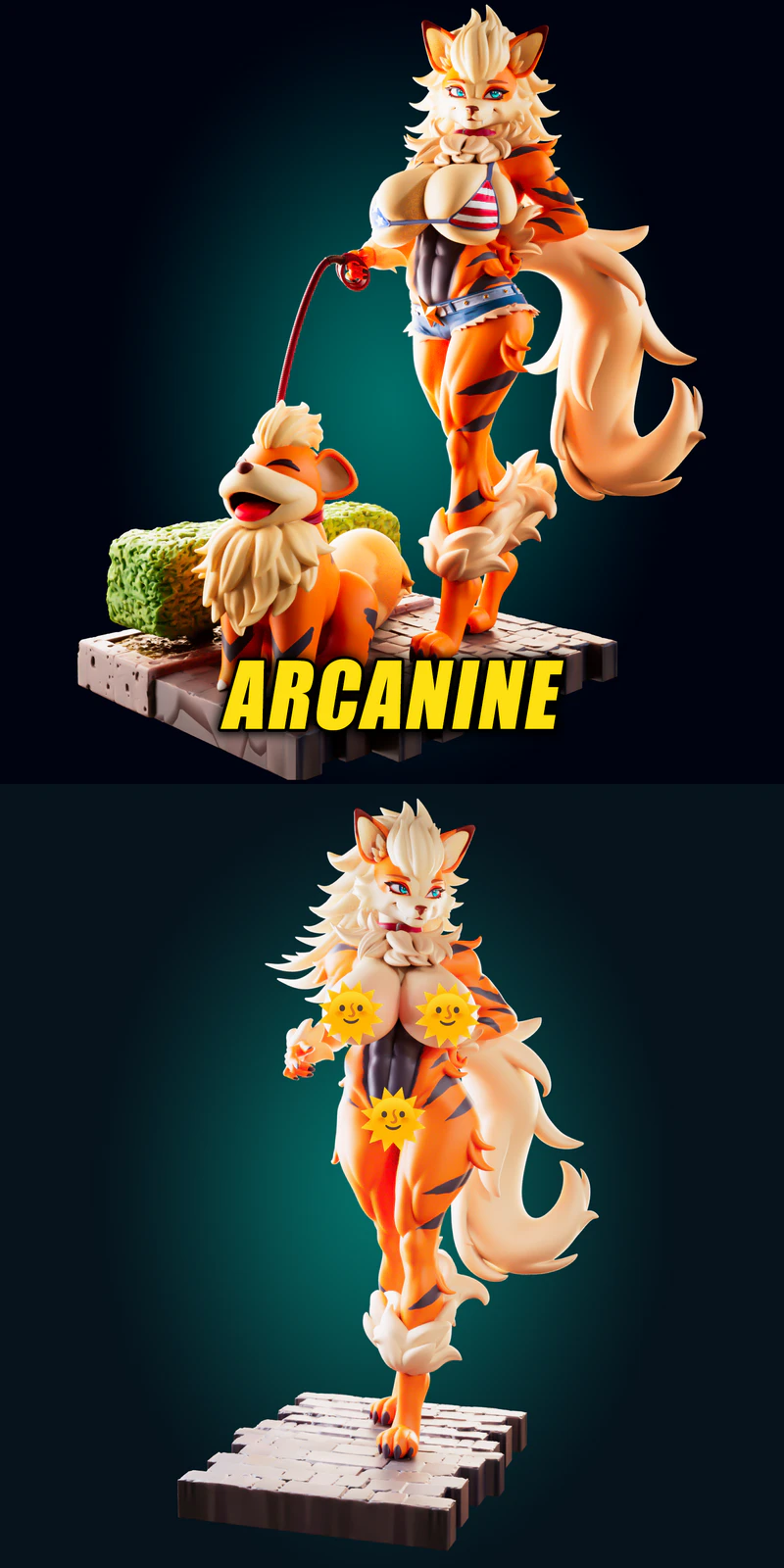 Pokemon Arcanine Growlithe STL model for 3D printing