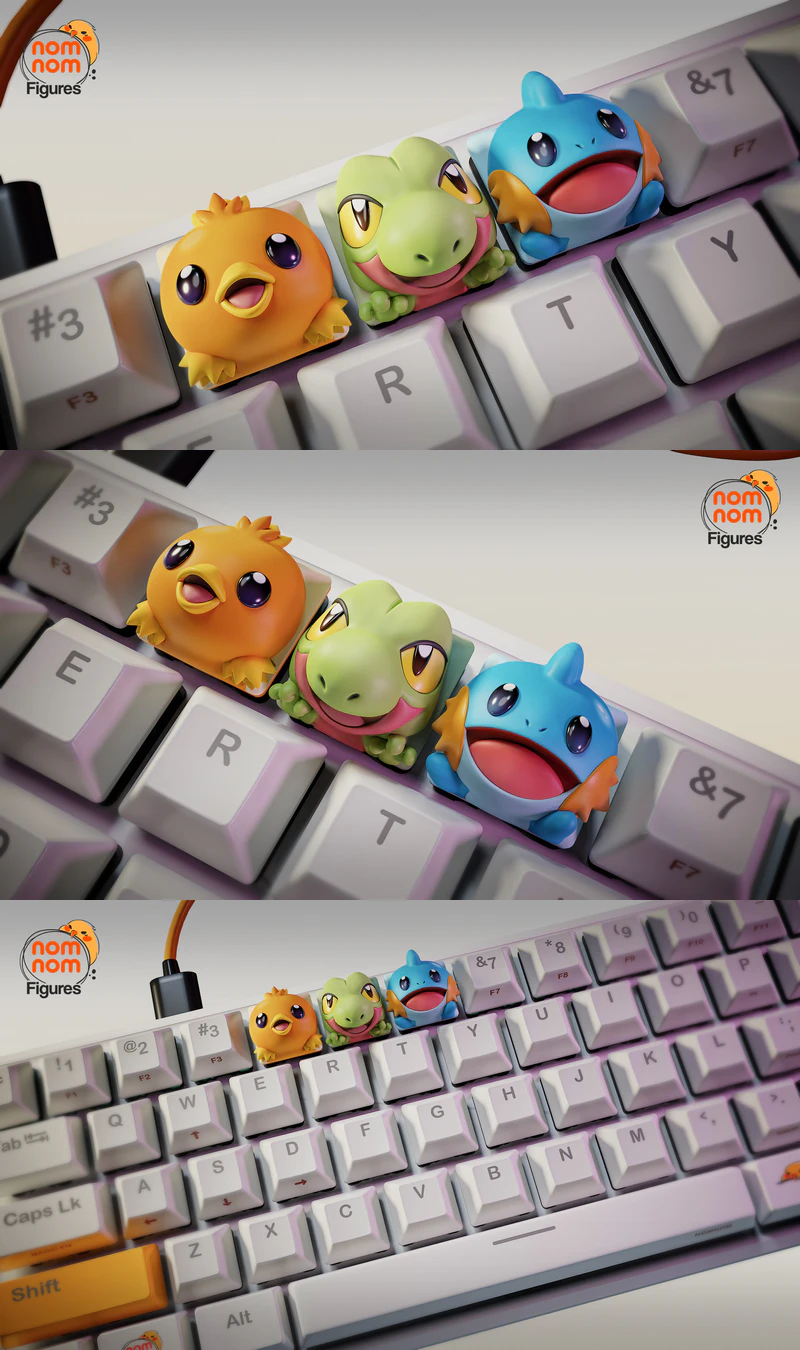 Pokemon Hoenn Starters Keycaps STL model for 3D printing