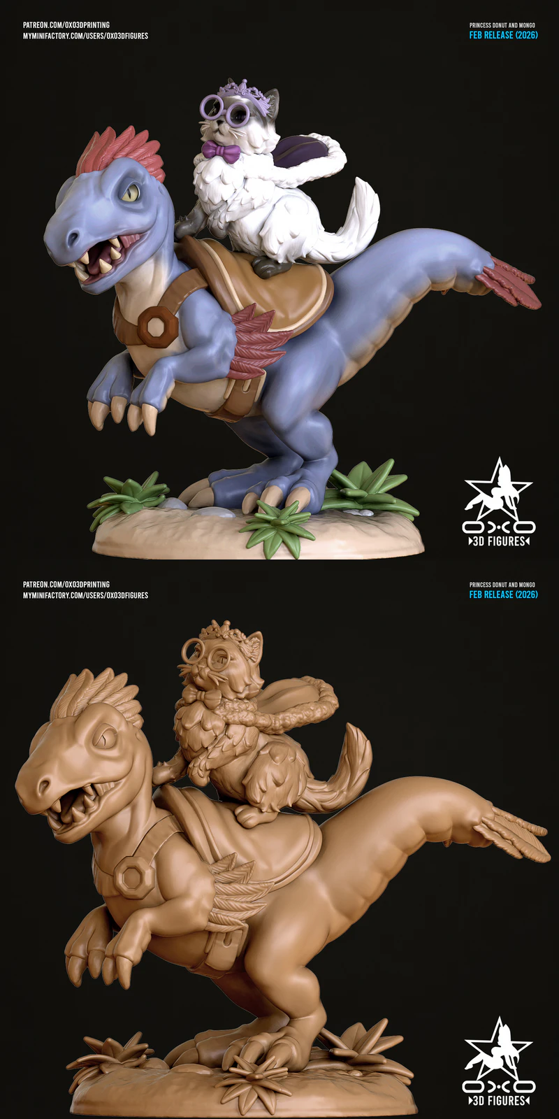 Princess Donut and Mongo 3D Printable Miniature STL File STL model for 3D printing