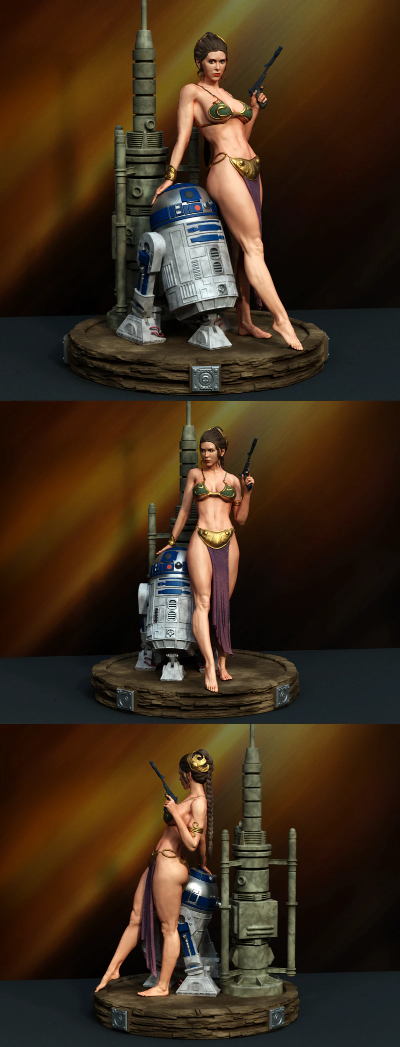 Princess Leiia r2d2 Pin-Up STL model for 3D printing
