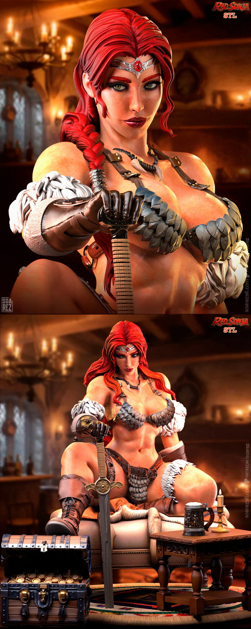 RED SONJA STL model for 3D printing
