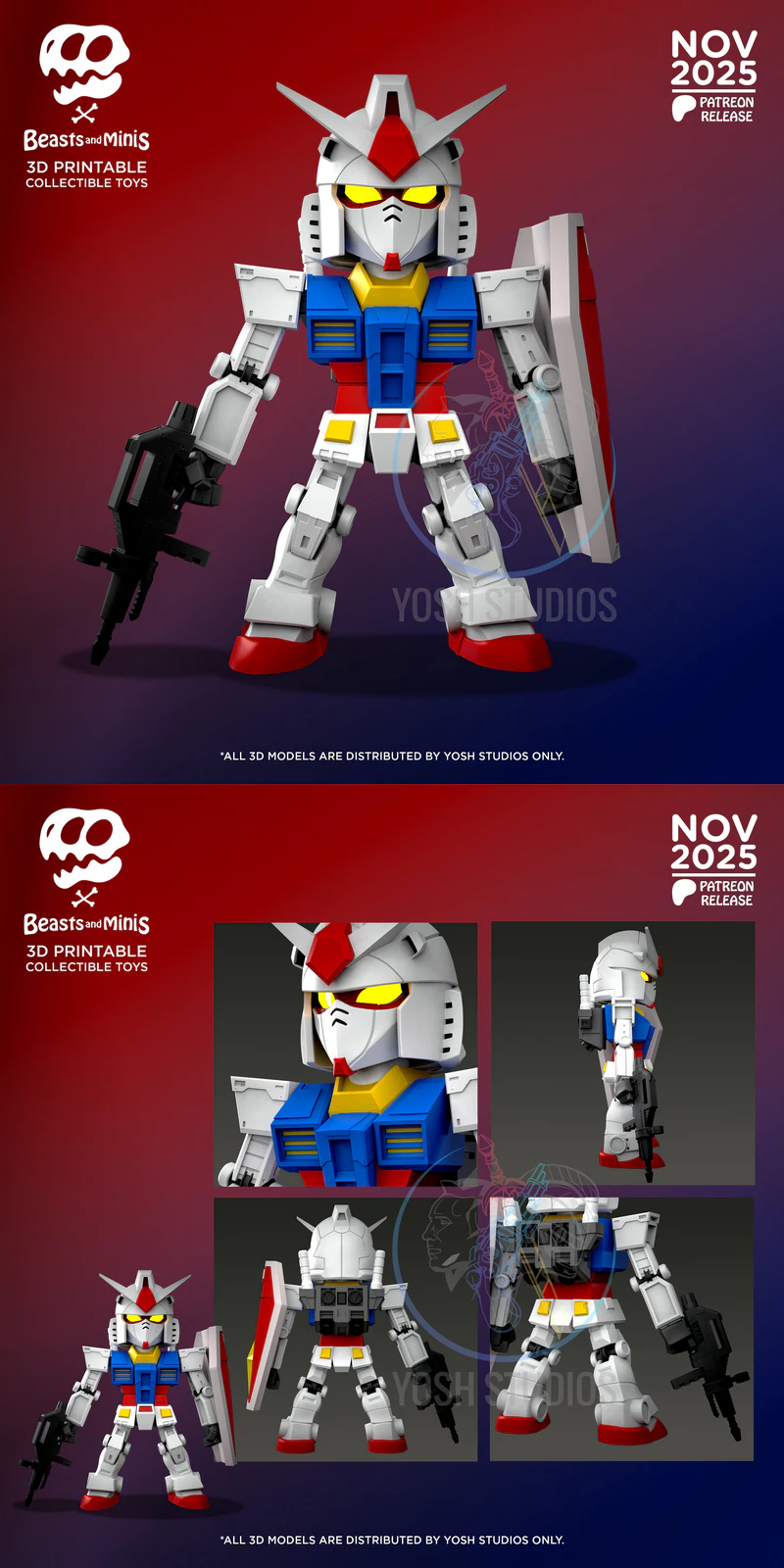 RX78 Gundam Miniature STL File for 3D Printing STL model for 3D printing