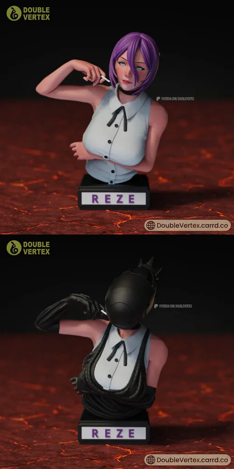 Chainsaw Man Reze & Bomb Devil Bust STL File STL model for 3D printing